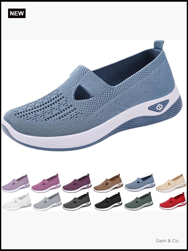 Women's Orthopedic Walking Shoes Breathable Arch Support Slip On Comfort